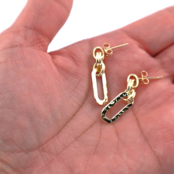 Women's 14K Gold-Plated Chain Links Dangle Earrings - Picture 8 of 9